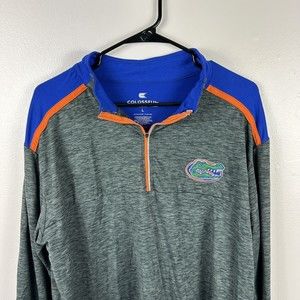 Colosseum Pullover Men's L Quarter Zip Long Sleeve Florida Gators Gray Blue